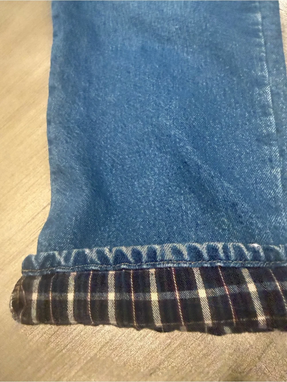 L.L. Bean Flannel Lined Relaxed Fit Denim Light Wash Blue Jeans 34X29.